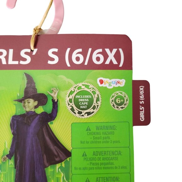 Disguise Girls S (6/6X) Wicked Elphaba Deluxe Costume With Dress, Cape and Hat - Picture 6 of 8
